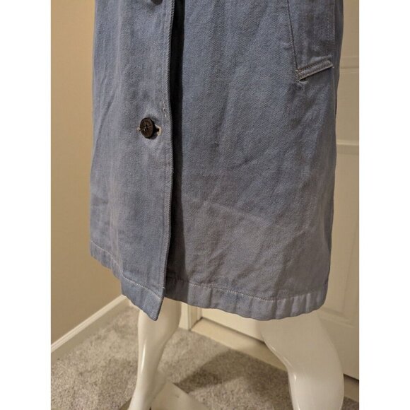 Denim & Company Women Size Medium Long Light Wash Denim Cotton Coat - Picture 6 of 10